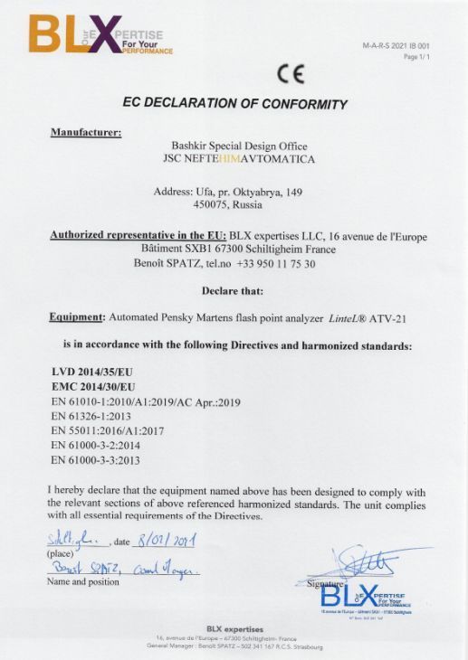 EC Declaration of Conformity